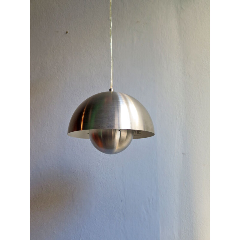 Vintage Scandinavian pendant lamp "Flowerpot" in aluminum