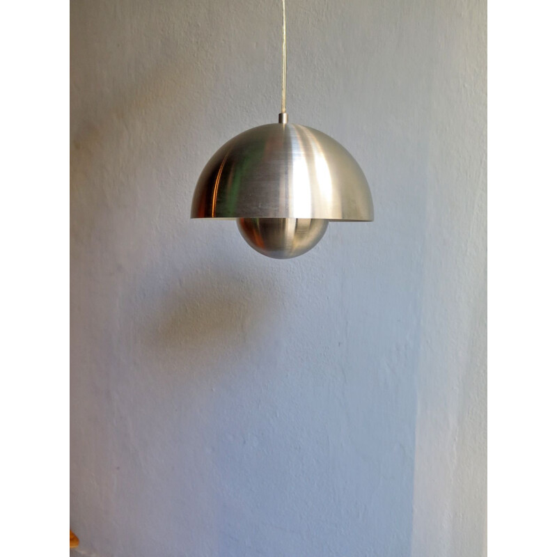 Suspension vintage scandinave "Pot de fleurs" en aluminium