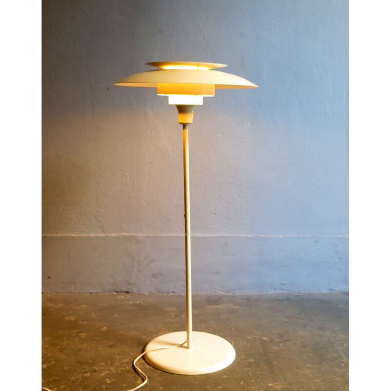 Vintage Danish white lamp in metal