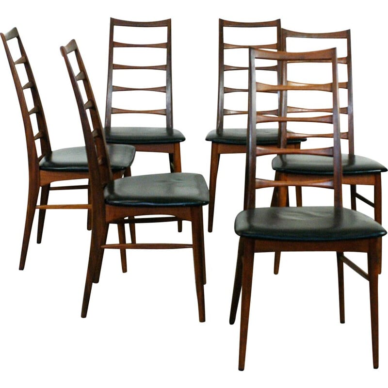 Suite de 6 chaises vintage danoises vintage en teck "Liz" par N. Koefoeds