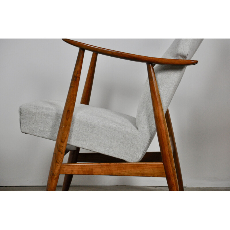 Pair of vintage armchairs by Van Teeffelen in white fabric 1960