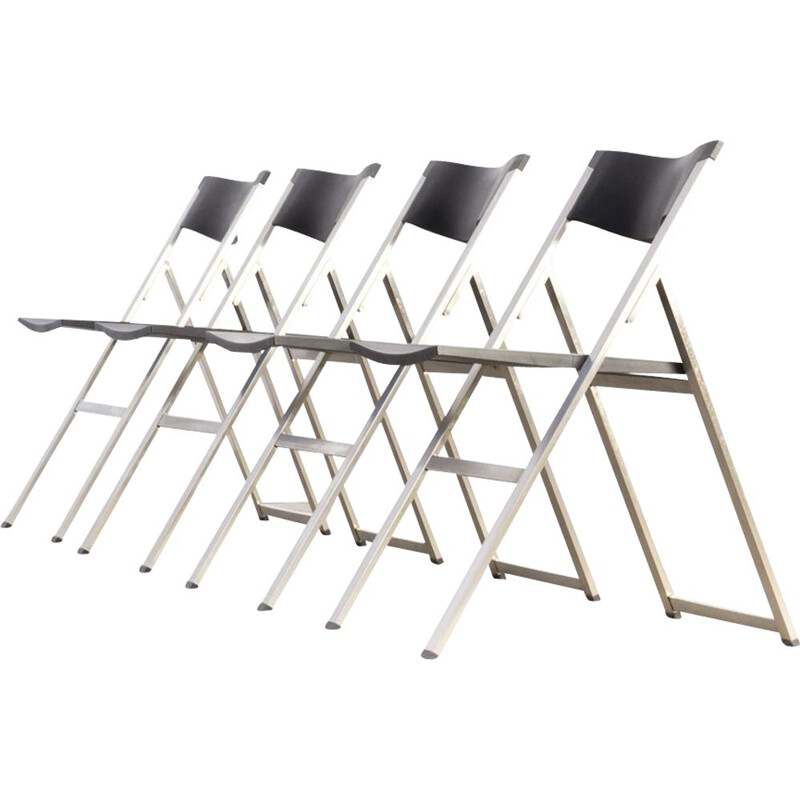 Set of 4 vintage folding chairs "P08" by Justus Kolberg for Tecno