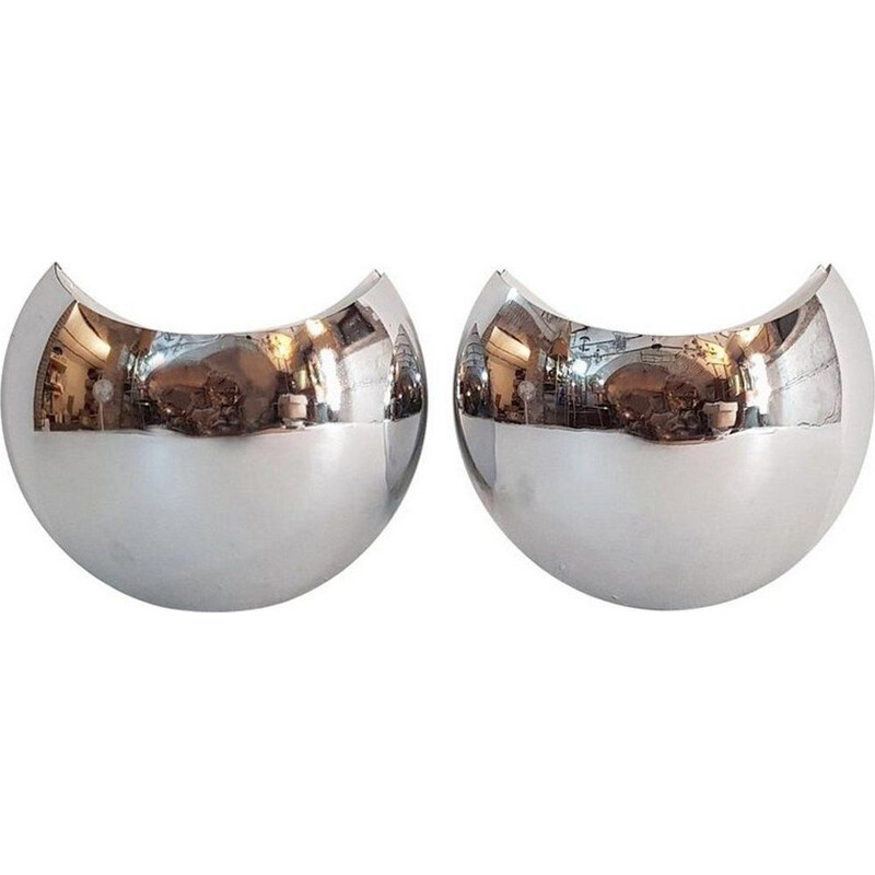 Set of 2 vintage chrome wall lamps