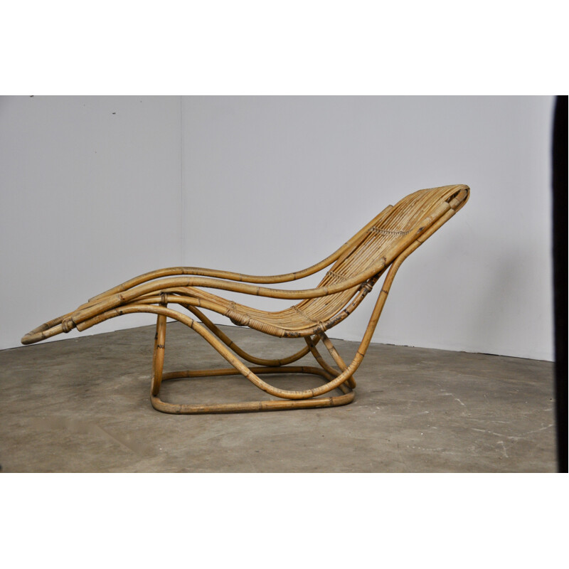 Vintage italian lounge chair in rattan 1960