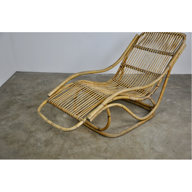 Vintage italian lounge chair in rattan 1960