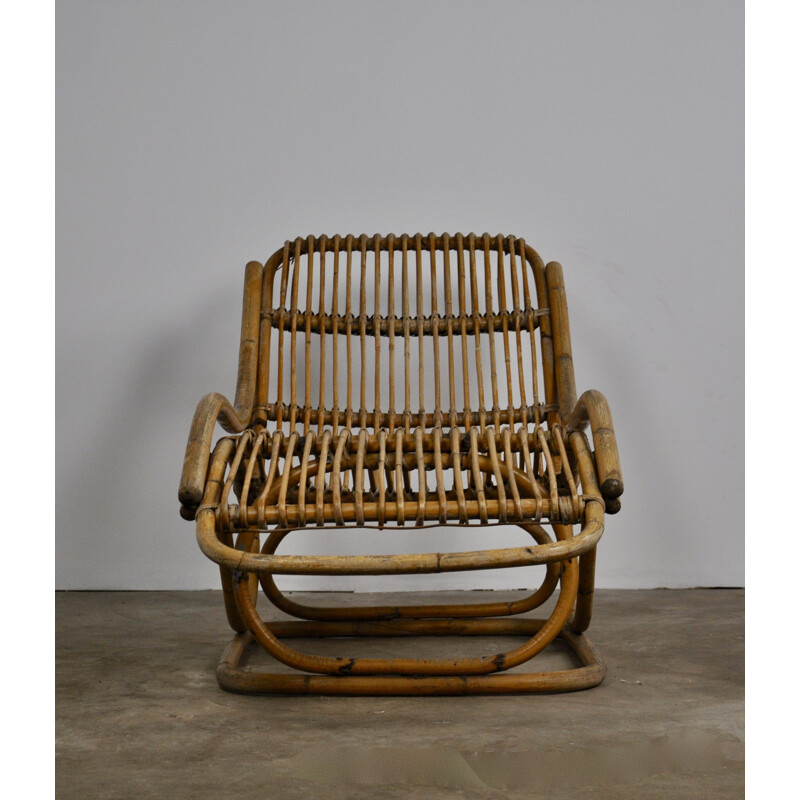 Vintage italian lounge chair in rattan 1960