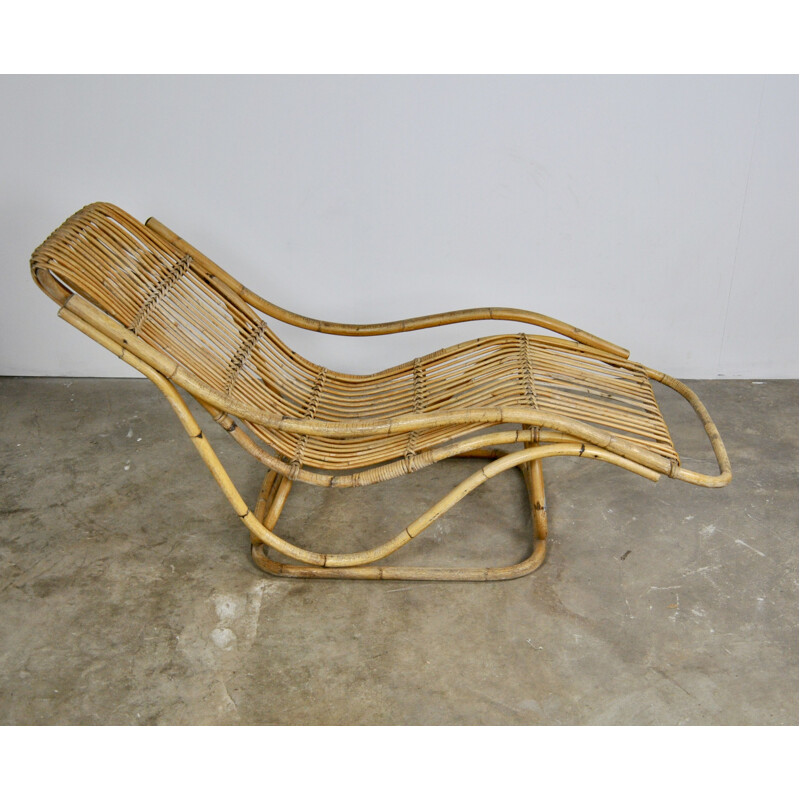 Vintage italian lounge chair in rattan 1960