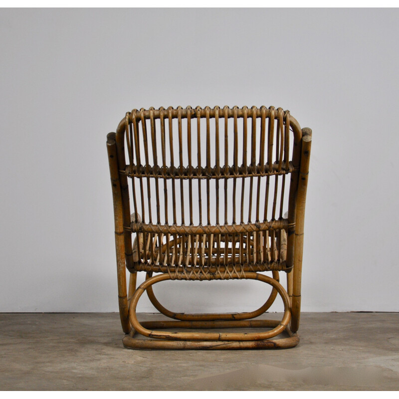 Vintage italian lounge chair in rattan 1960