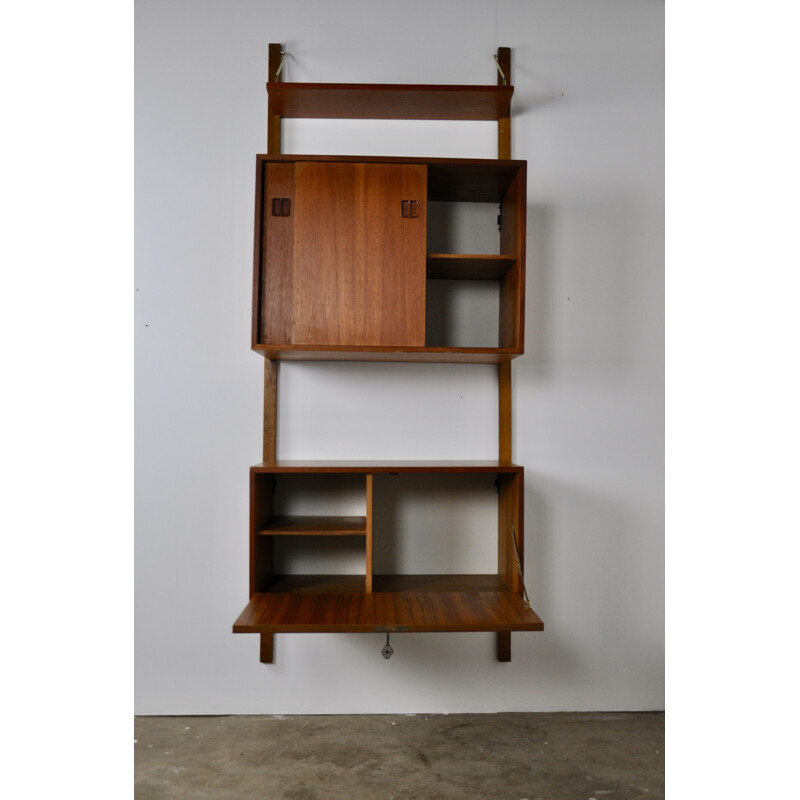 Vintage Royal System wall unit by Poul Cadoviusin teak and brass