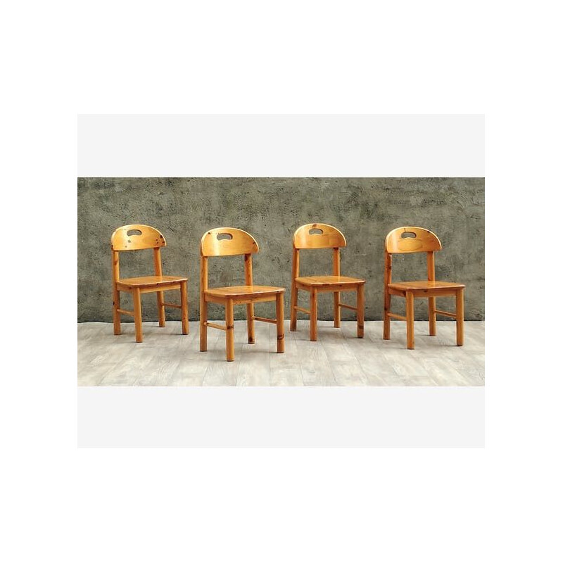 Set of 4 vintage chairs by Rainer Daumiller in solid pine 