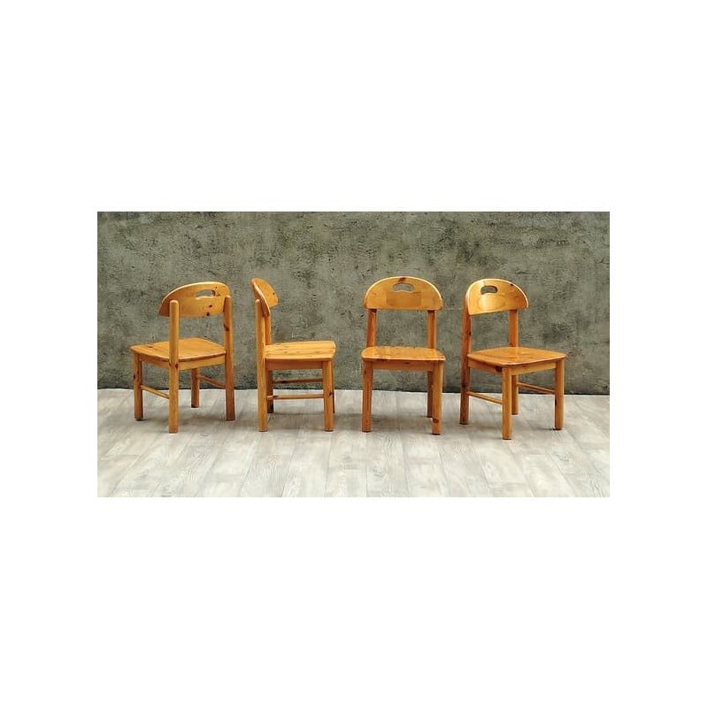 Ensemble de 4 chaises vintage par Rainer Daumiller en pin massif 