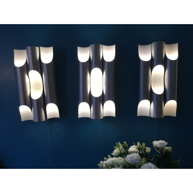 Vintage sconces in brushed aluminium by Lisa Komulainen 1970