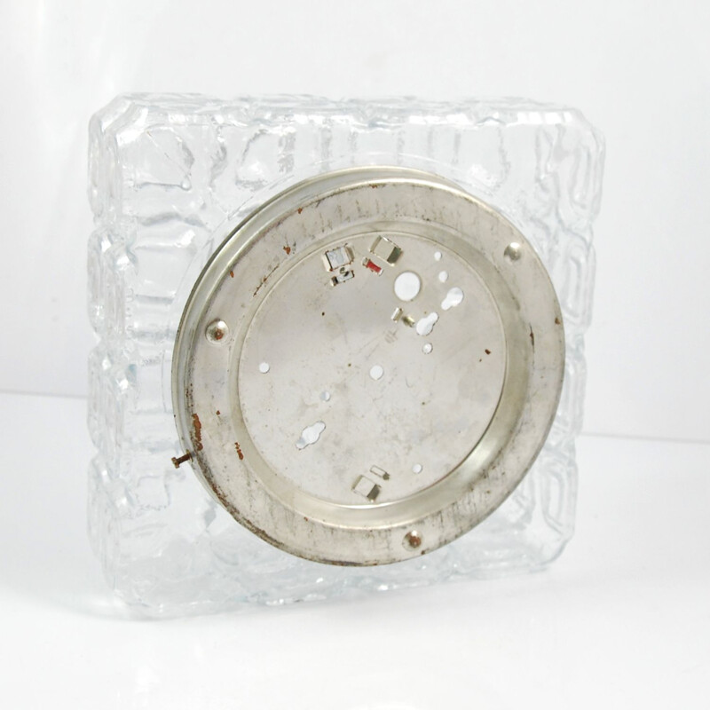 Plafonnier vintage de Wila en verre et métal 1960