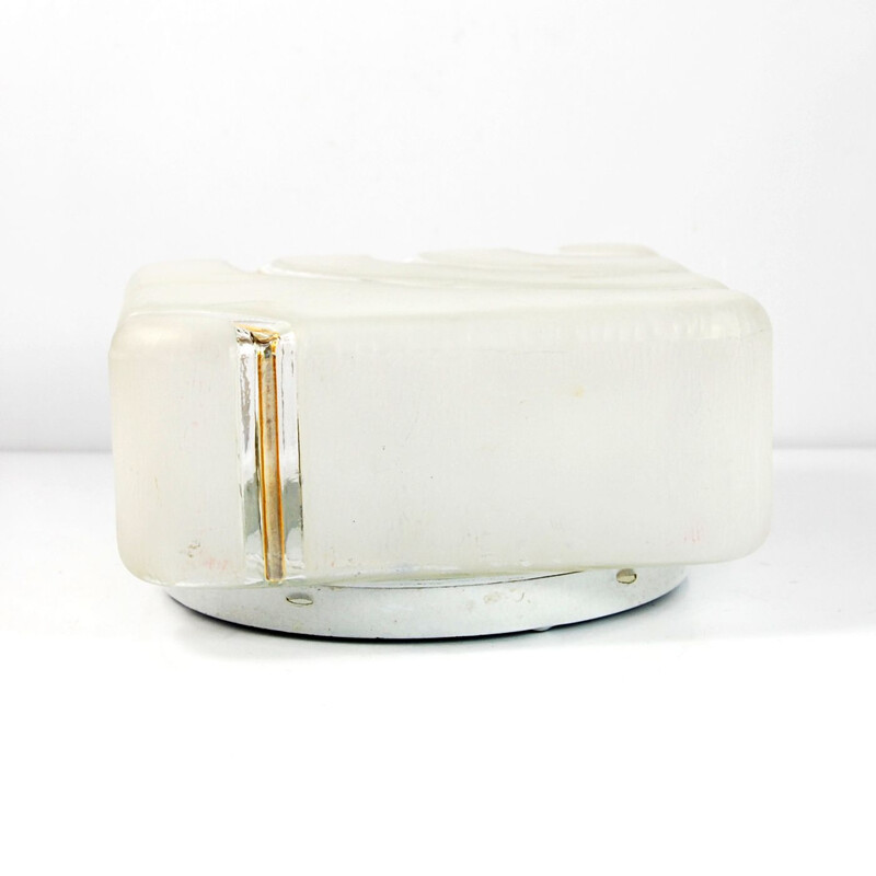 Vintage ceiling lamp by Hustadt Leuchten in glass and metal 1960