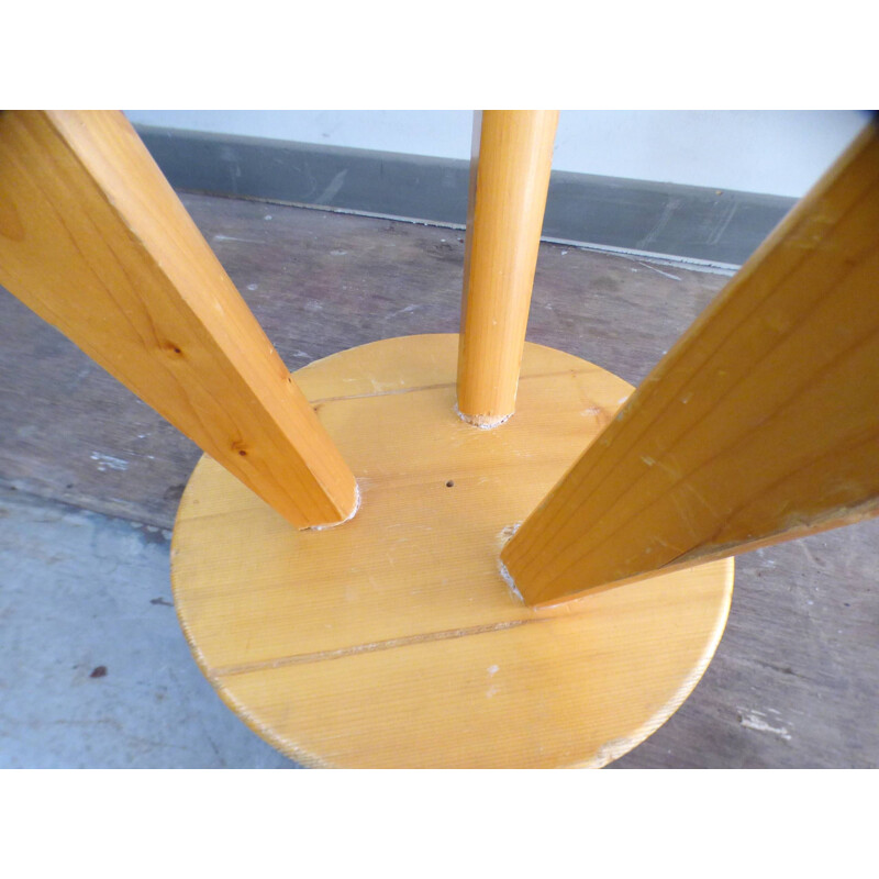 Vintage pine stool Sandoz by Charlotte Perriand 1960