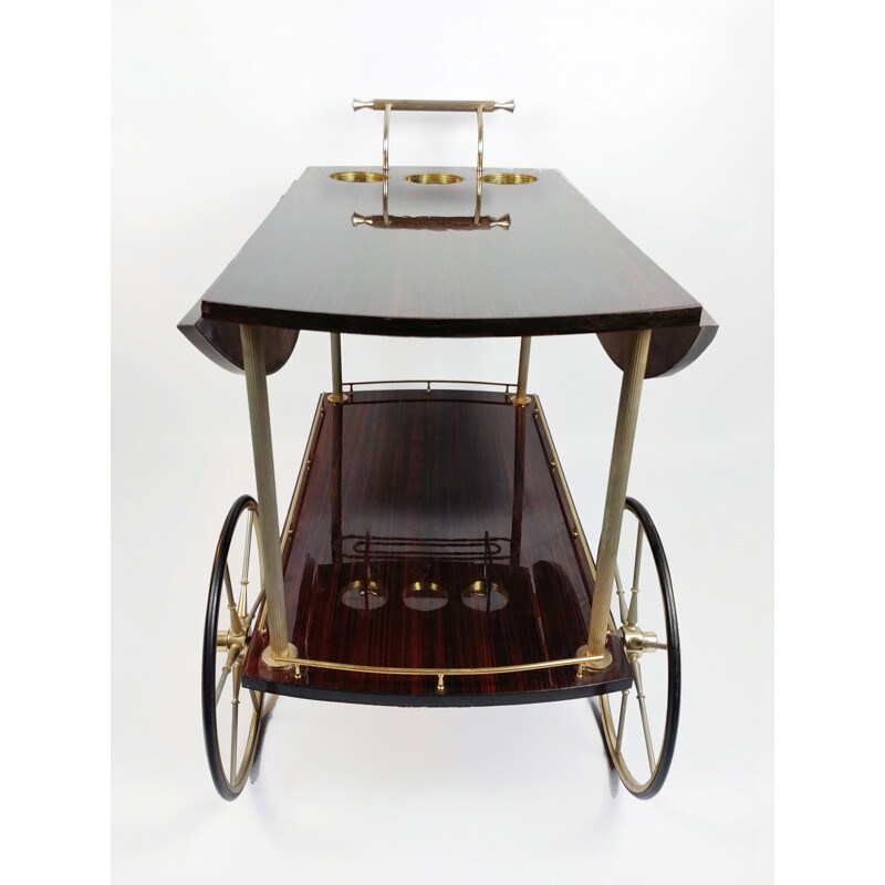 Vintage trolley in mahogany and brass 1950