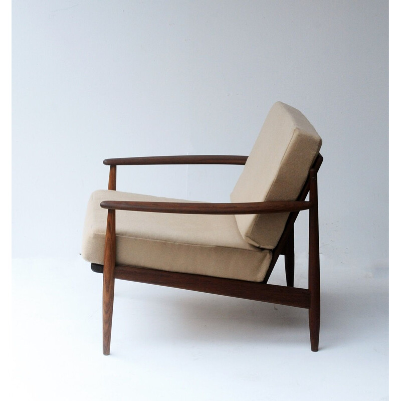 Fauteuil vintage scandinave De Grete Jalk en teck