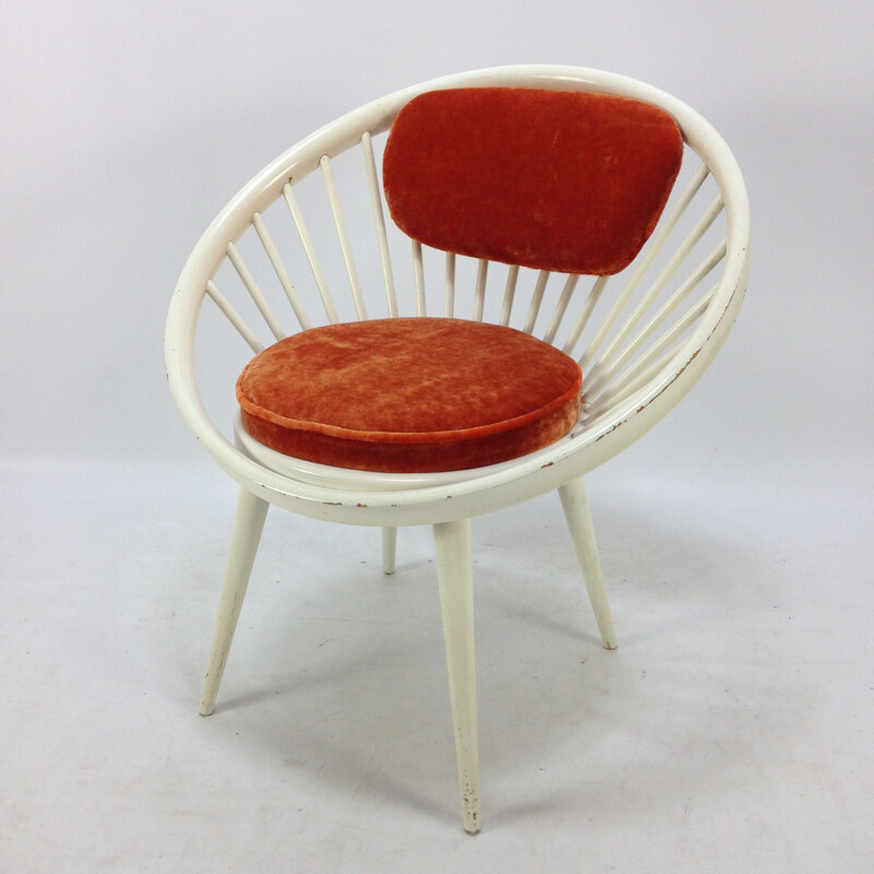 Circle rode vintage fauteuil van Yngve Ekström 1960
