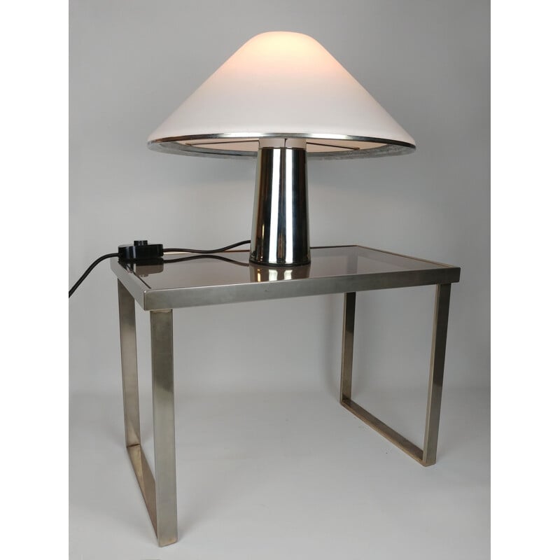 Lampe vintage Champignon pour Harvey Guzzini en métal blanc