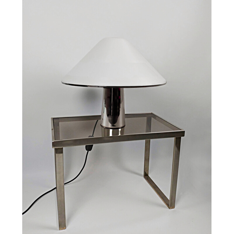 Vintage Mushroom lamp for Harvey Guzzini in white metal