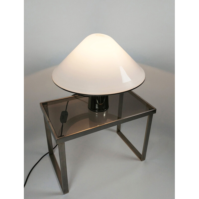 Vintage Mushroom lamp for Harvey Guzzini in white metal