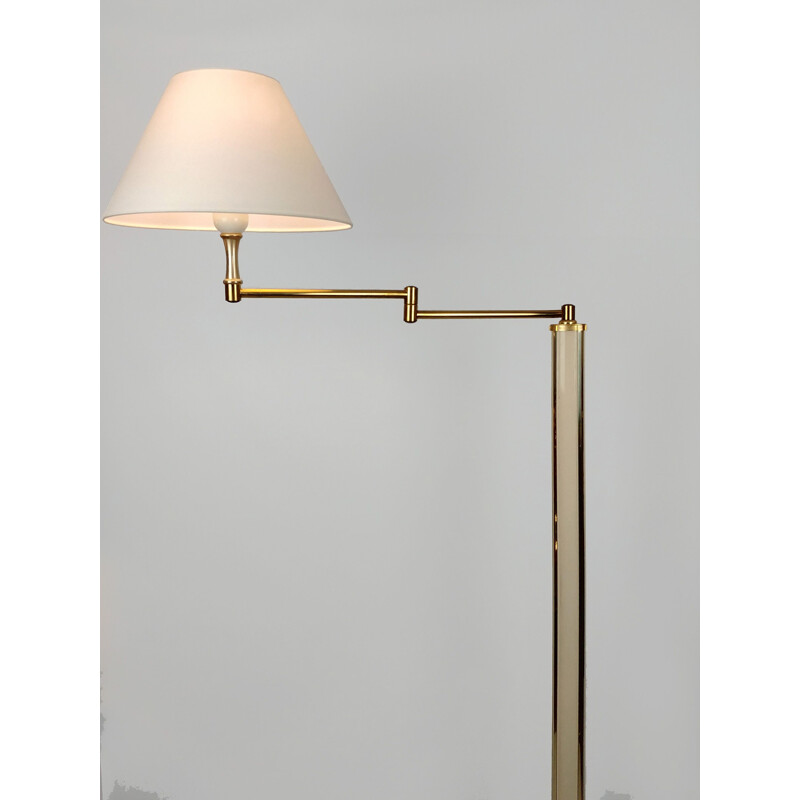 Pair of modular floor lamps lacquer and brass 1970 s