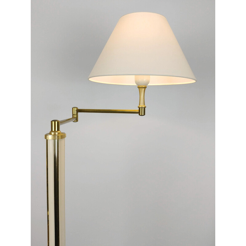 Paire de lampadaires modulables en laque et laiton 1970s