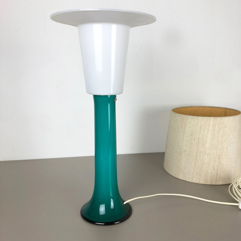 Green vintage table lamp by Uno and Östen Kristiansson for Luxus Vittsjö, Sweden 1970s