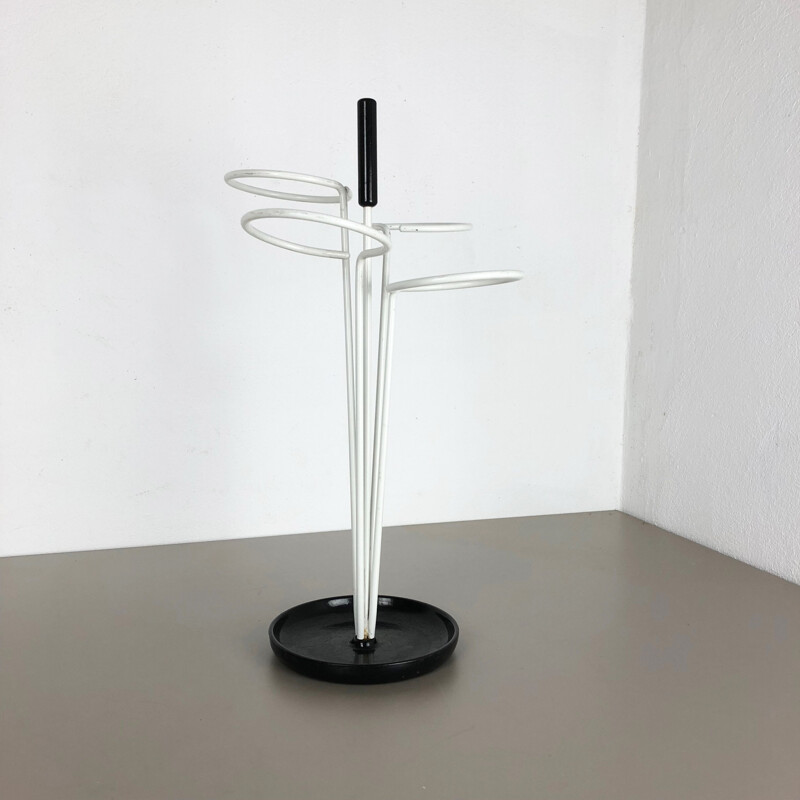 Vintage black and white umbrella stand, Germany 1960