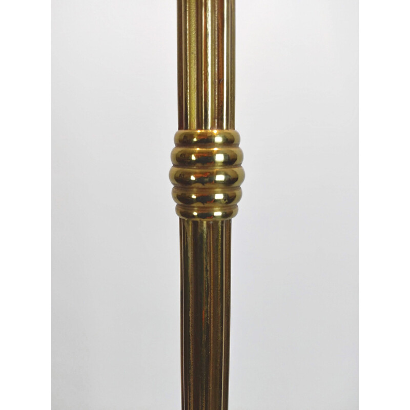 Vintage floor lamp in bronze and chrome metal Lampshade 1940 s