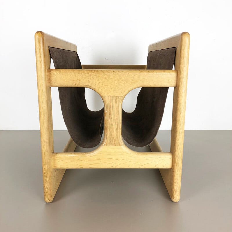 Vintage solid oak magazine rack by Salin Mobler, Denmark 1970