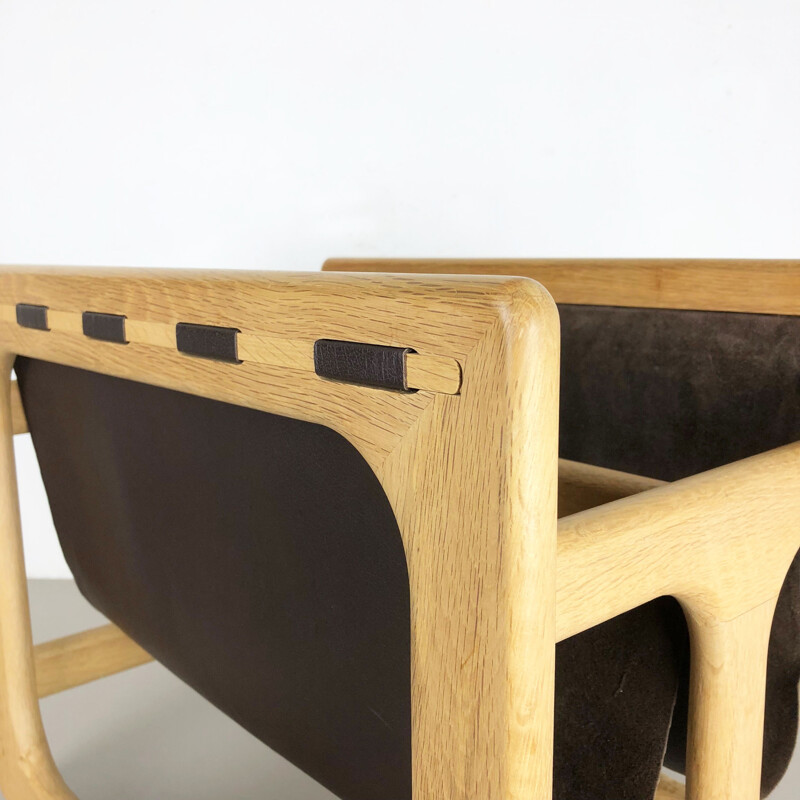 Vintage solid oak magazine rack by Salin Mobler, Denmark 1970