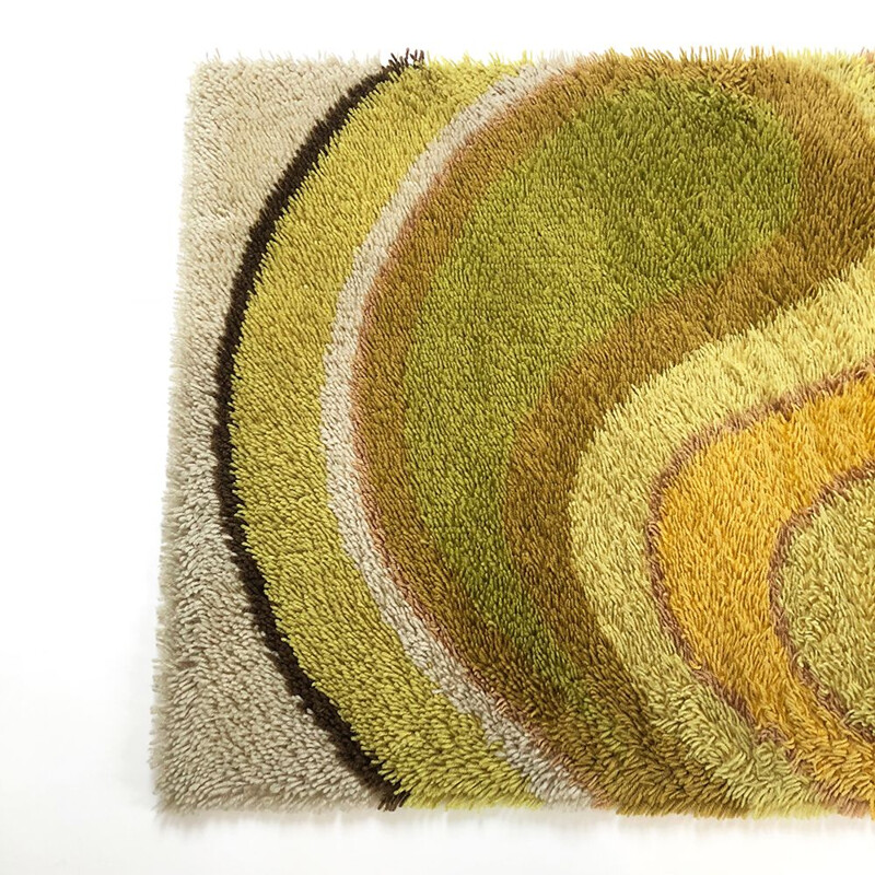 Vintage green wool German carpet 1970s