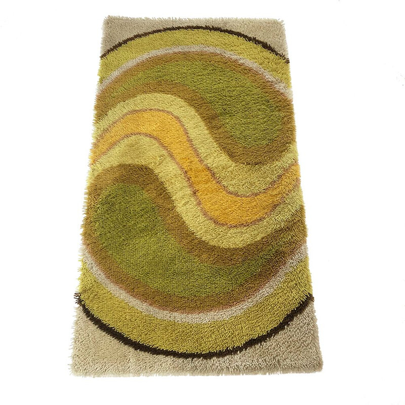 Vintage green wool German carpet 1970s