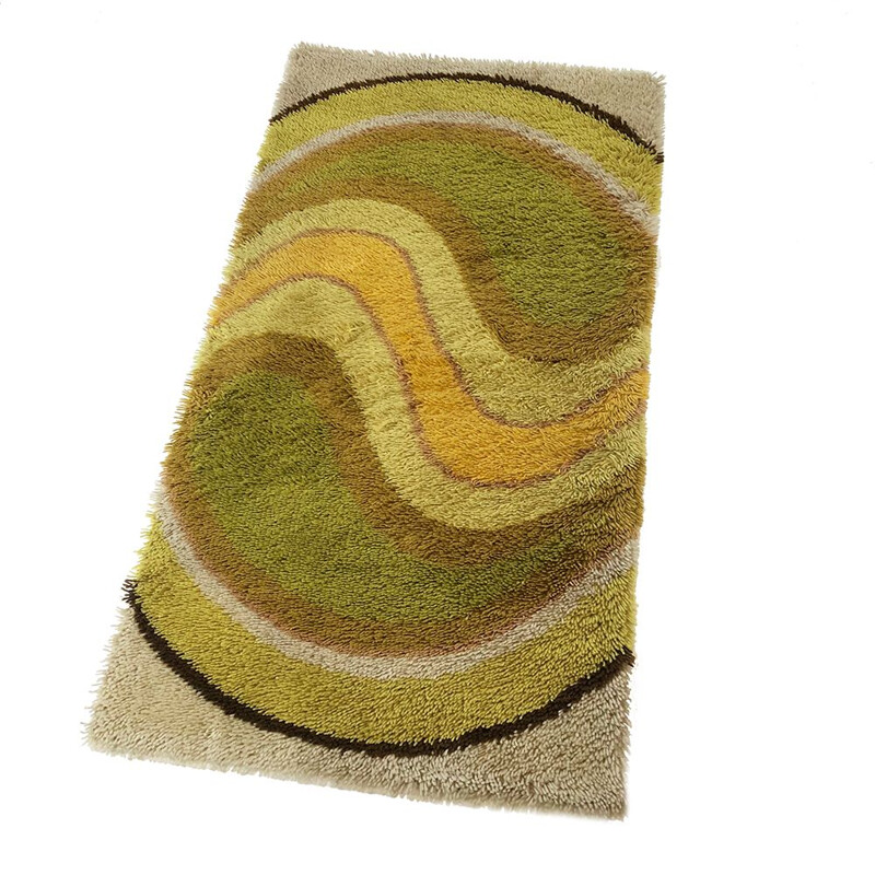 Vintage green wool German carpet 1970s