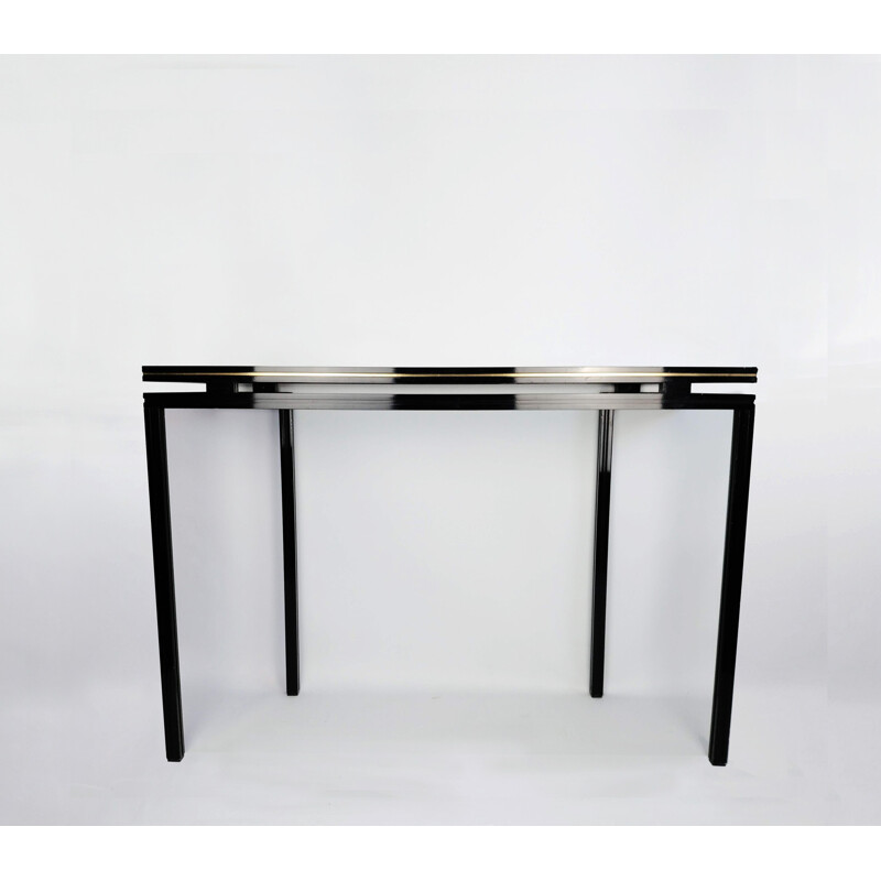 Black lacquered metal Console by Pierre Vandel 1970