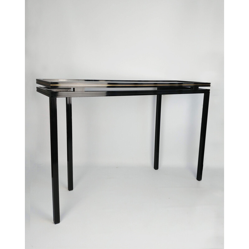 Black lacquered metal Console by Pierre Vandel 1970