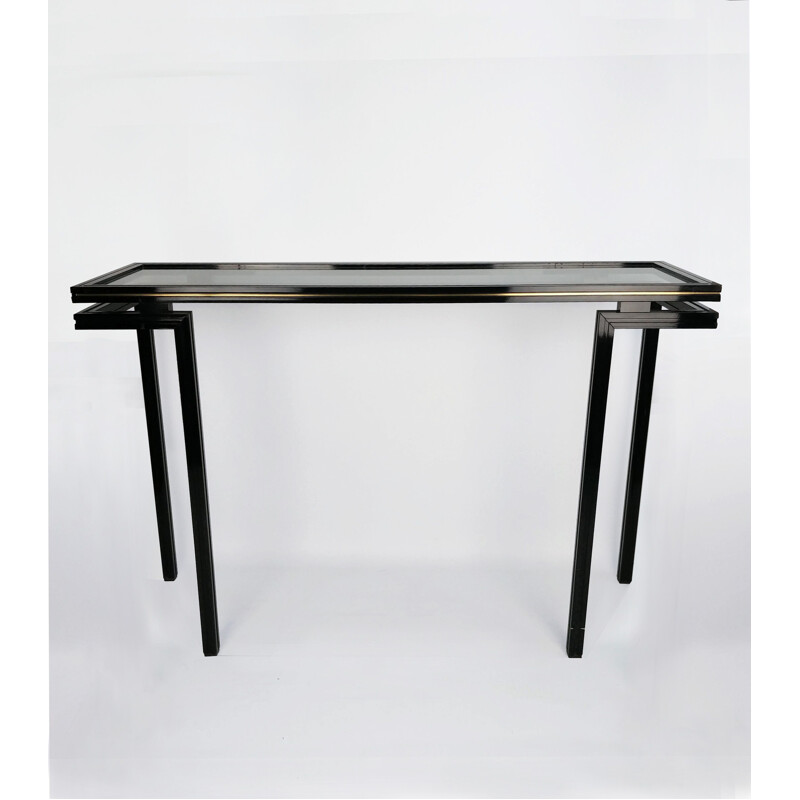 Black lacquered metal Console by Pierre Vandel 1970