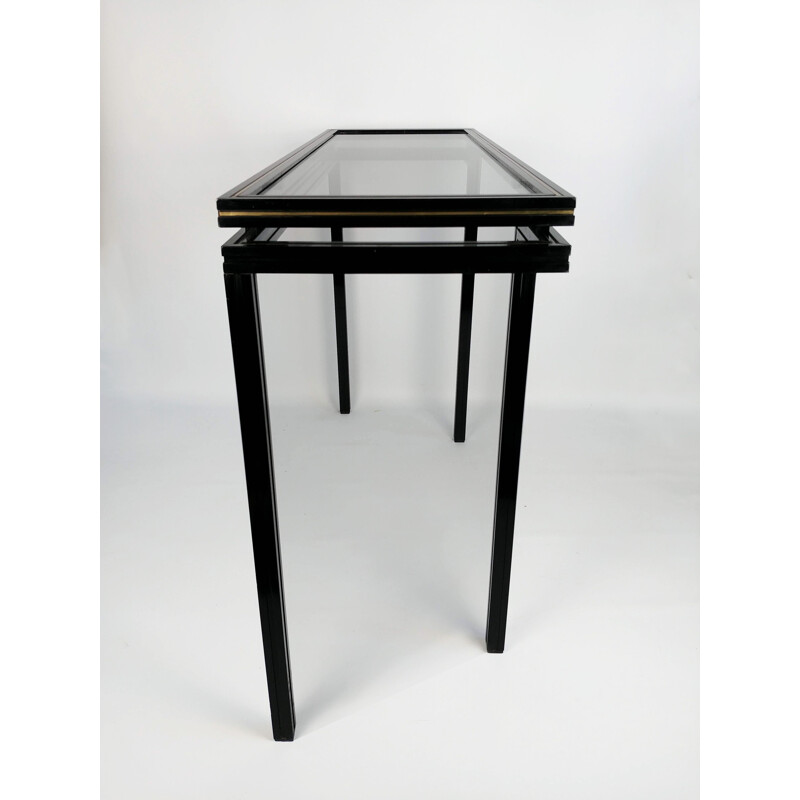 Black lacquered metal Console by Pierre Vandel 1970