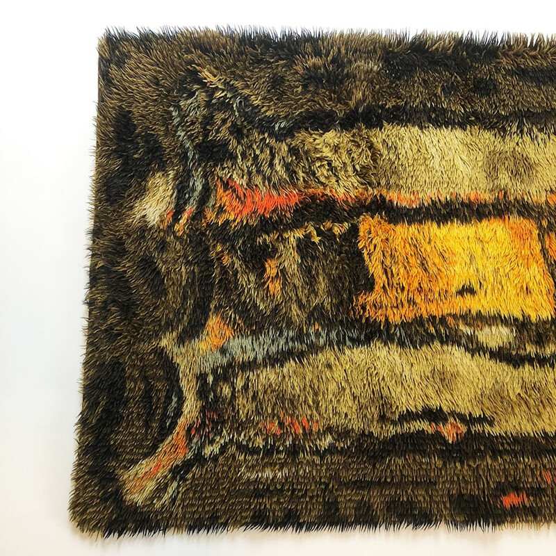 Original ABSTRACT Scandinavian carpet, High Pile Pop Art Rya style, Finland, 1960s