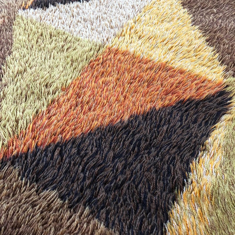 Original abstract Scandinavian High Pile Pop Art Rya Carpet, Sweden, 1960s