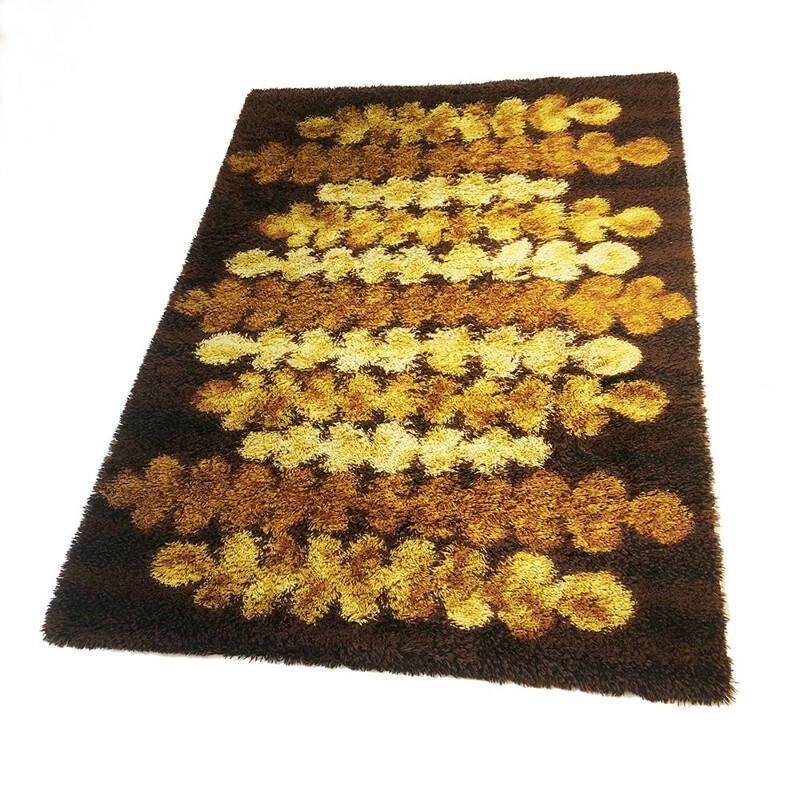 Original Scandinavian Pop Art Rya Rug Carpet, Denmark 1960s