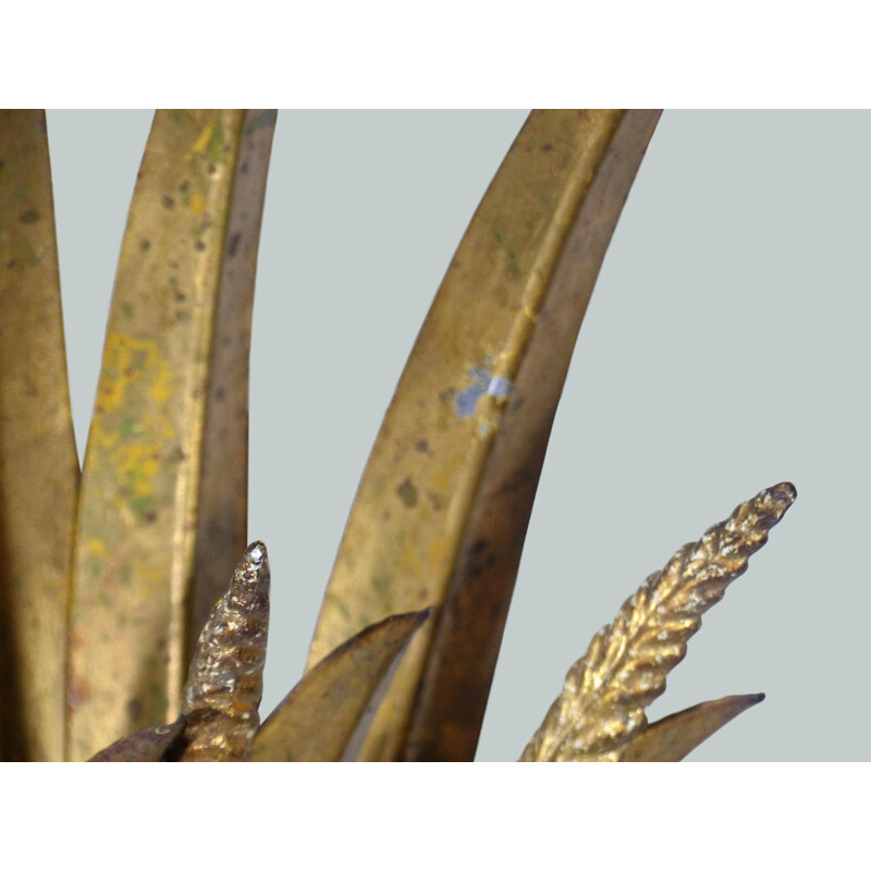 Pair of vintage french gilded steel wall lamps