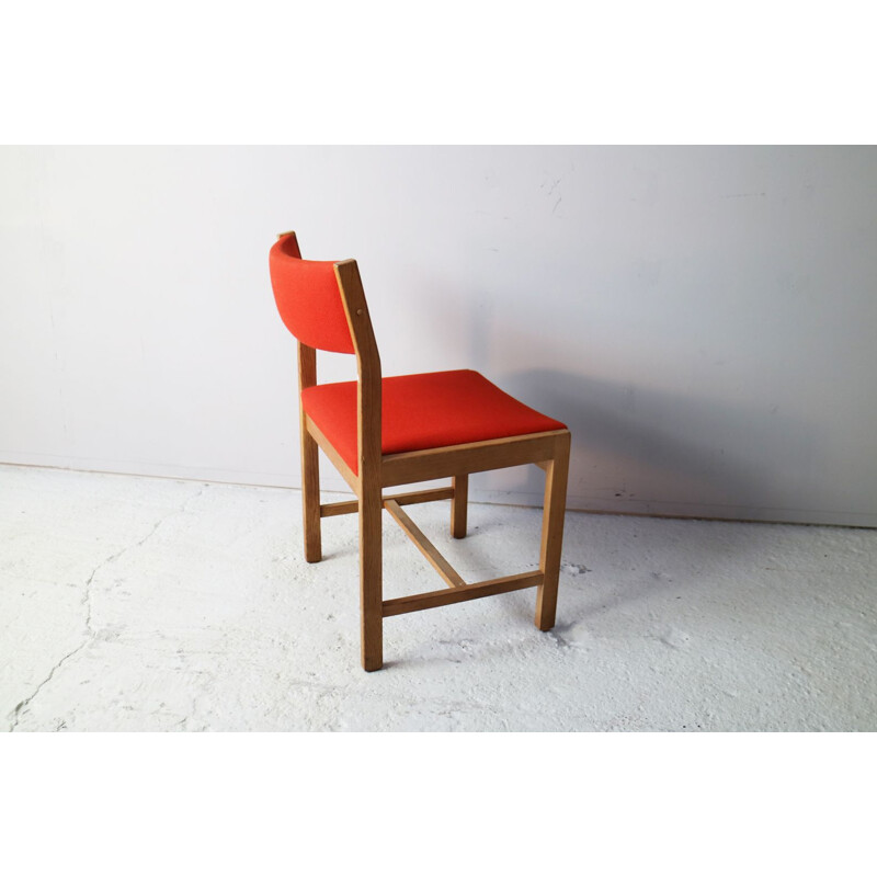 Ensemble de 4 chaises vintage de Borge Mogensen rouges danoises 1970