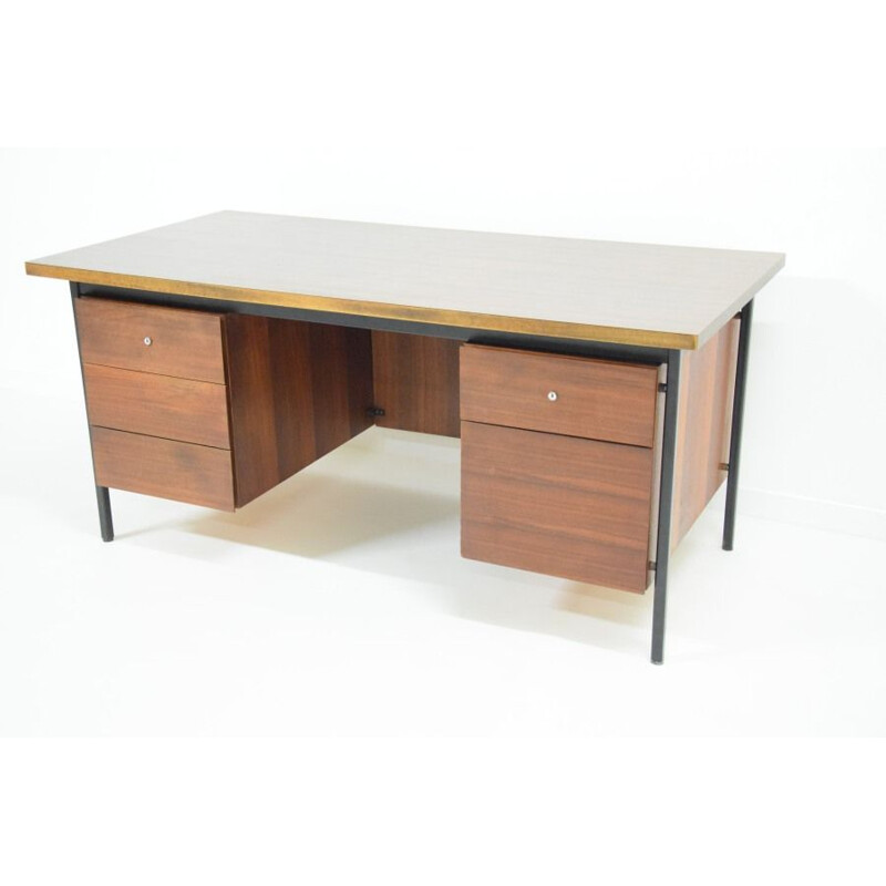 Vintage Ministre desk for Knoll in teak and steel 1950