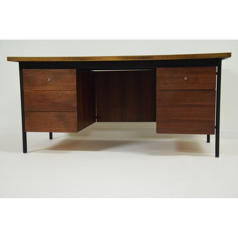 Vintage Ministre desk for Knoll in teak and steel 1950