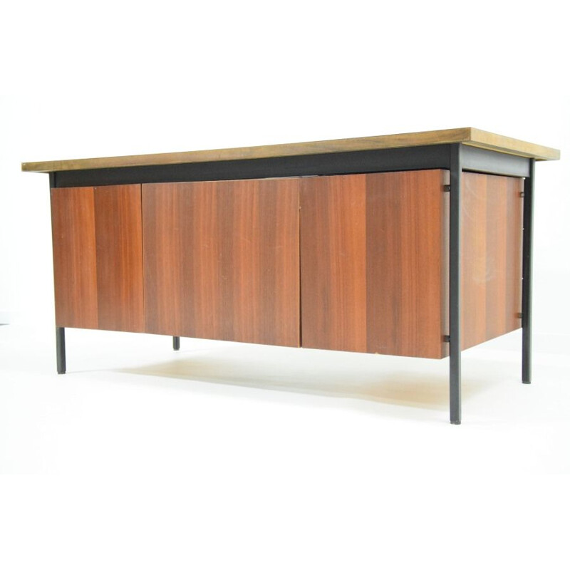 Vintage Ministre desk for Knoll in teak and steel 1950