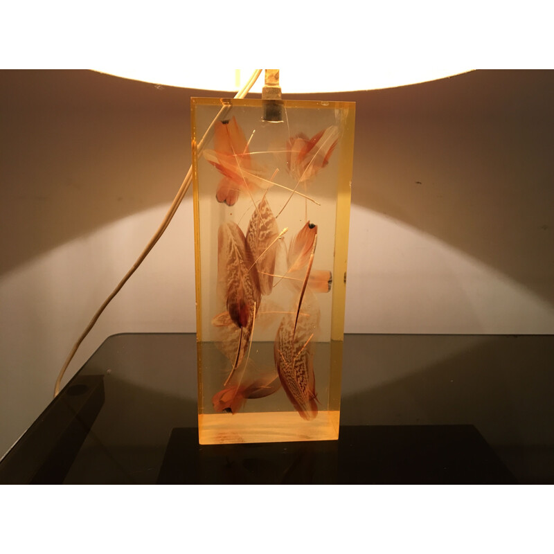 French vintage lamp by Pierre Giraudon in resin 1970