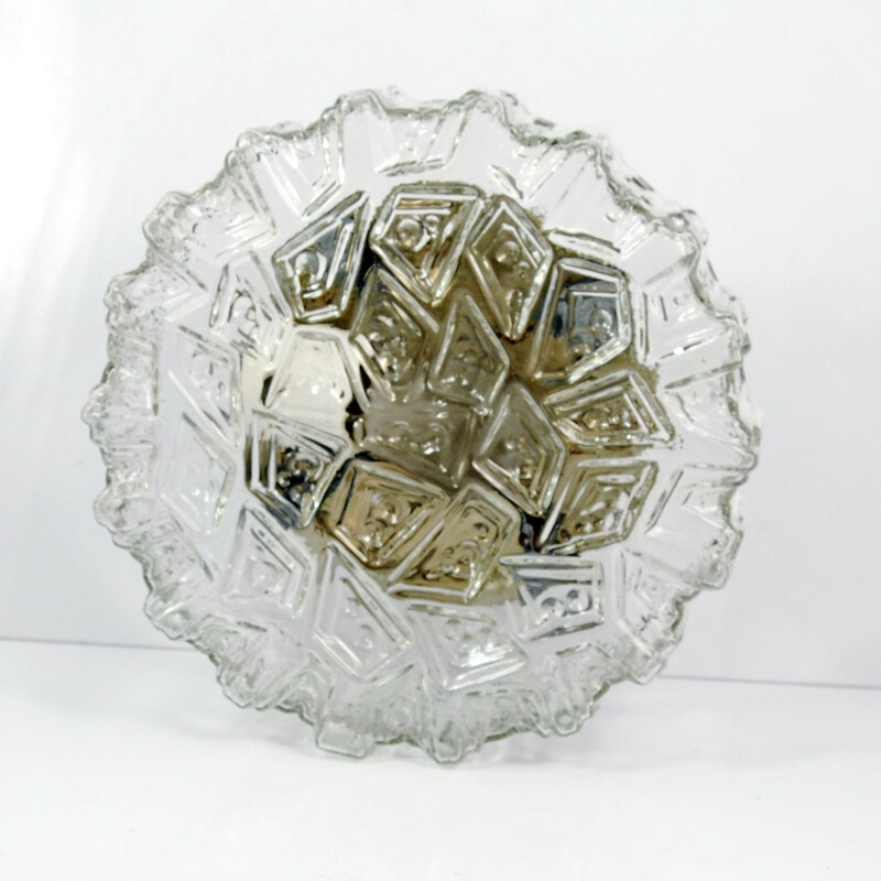 Vintage ceiling lamp for Fischer Leuchten in glass and metal 1960