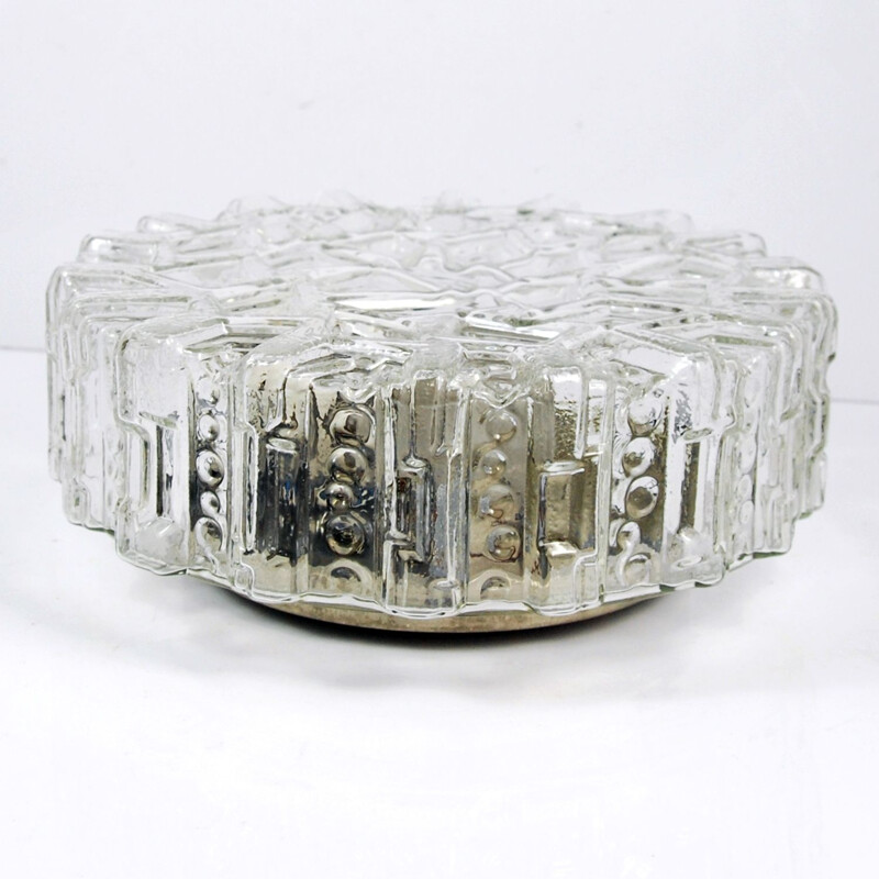 Plafonnier vintage pour Fischer Leuchten en verre et métal 1960